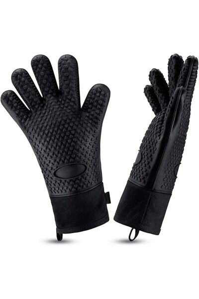 X SPRING Silicone Grilling Gloves, 1 Pair Heat Resistant Waterproof Kitchen G...