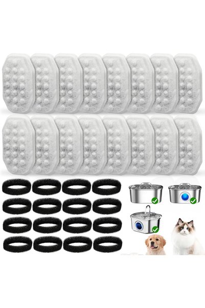 NALACAL Cat Water Fountain Replacement Filters & Pre-Filter Sponges for Rella...