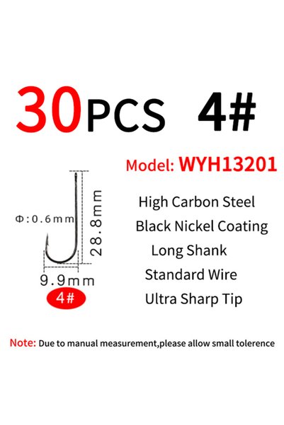 Choice 30pcs size 4 30PCS Ocean Fishing Aberdeen Long Shank Fishhook Lure Bai...