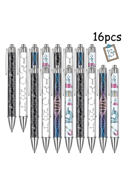 Choice 16pcs 4/8/16pcs Science Themed Ballpoint Pens, Biology & Chemistry Lab...