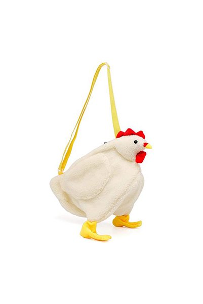 Choice WHITE Chickens Shape Bag Zipper Crossbody Purse for Women Soft Fleece ...