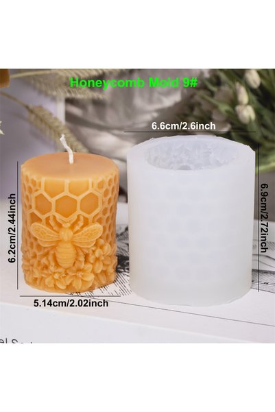 Choice Honeycomb Mold 9 3D Bee Honeycomb Candle Silicone Mold DIY Honeycomb C...