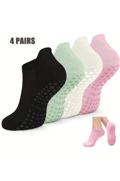 Choice EU 35-39 4 Pairs MixA 1-4 Pairs Grip Pilates Socks for Women Yoga Athl...