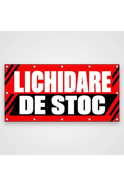 ShopPrint Banner Lichidare de stoc – roșu și negru, 100x50 cm, frontlit cu ti...