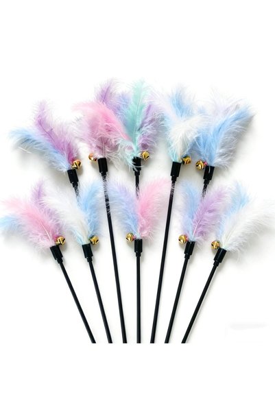 YEVTAHT 10 Pack Cat Feather Wand Toys for Indoor Cats, Interactive Cat Teaser...