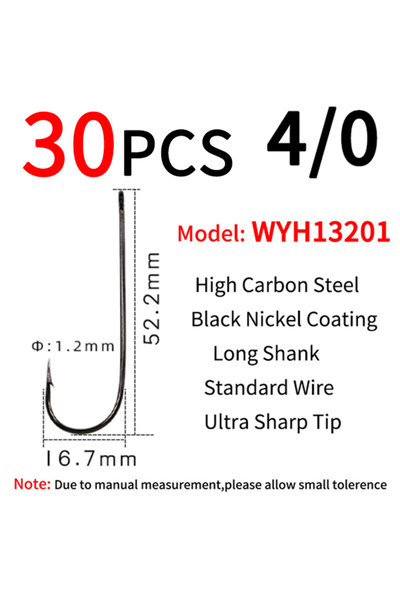 Choice 30pcs size 410 30PCS Ocean Fishing Aberdeen Long Shank Fishhook Lure B...