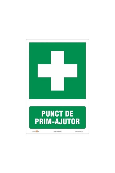 ShopPrint Semn Indicator Punct de prim ajutor, PVC, 20 x 30 cm