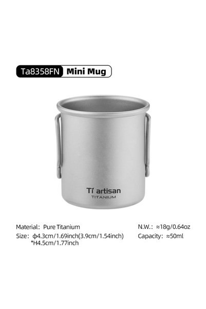 Choice 8358FN Tiartisan 50ml Pure Titanium Mini Tea Mug Outdoor Camping Pocke...