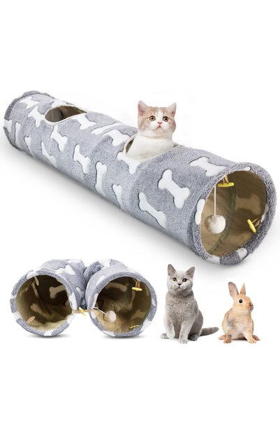 EXCEFORE Straight Cat Tunnels for Indoor, Cat Play Tunnel, Collapsible Cat Pl...