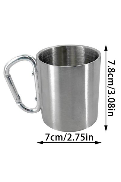 Choice Silvery-S Outdoor Camping Travel Stainless Steel Cup Carabiner Hook Ha...