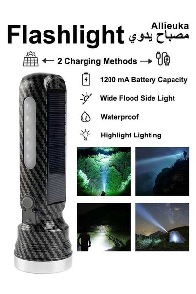 Generic Flashlight Solar Flashlight Mini Flashlight with Waterproof and Two C...