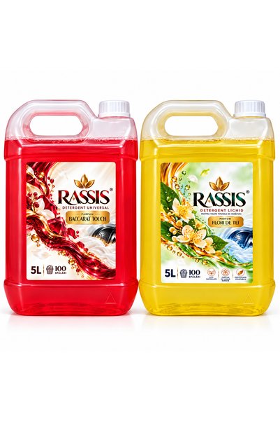 RASSIS Set 2 x Detergent Lichid pentru Rufe, 5 L fiecare, 200 Spălări, Parfum...
