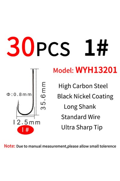 Choice 30pcs size 1 30PCS Ocean Fishing Aberdeen Long Shank Fishhook Lure Bai...