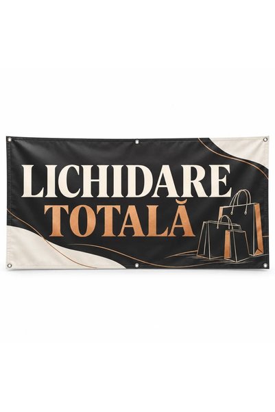 ShopPrint Banner lichidare totală – model minimal, 100x50 cm, frontlit cu tiv...