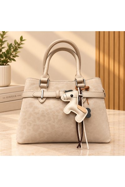 Generic Brand Women's Luxury Leopard Print Bag with Horse Pendant