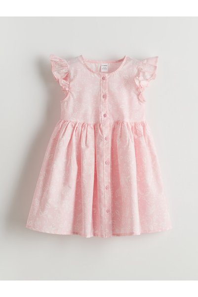 LC Waikiki Buttoned Floral Girls' Poplin Dress