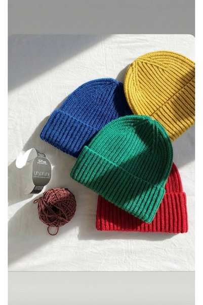 TNR SPORT Unisex Foldable Yellow-Blue-Green-Red 4-Piece Beanie Set