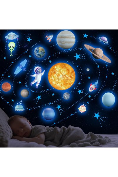 Robmoda Glow in The Dark Stars Solar System Wall Decals, Star and Planets Sti...