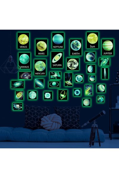 Robmoda Glow in The Dark Stars and Planets Wall Decal for Ceiling, Luminous G...