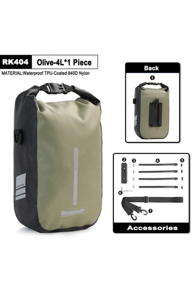 Rhinowalk Olive-4L Bike Front Fork Bag Waterproof 4L-6L Pack Quick Release Fo...