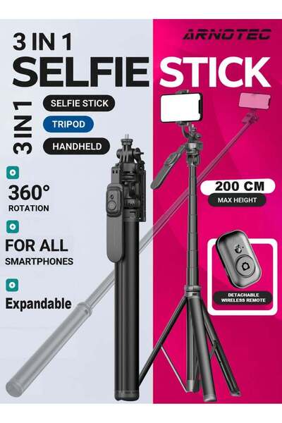 ARNOTEC 81.14 inch (About 200cm) Multifunctional Selfie Stick Tripod, with Bl...
