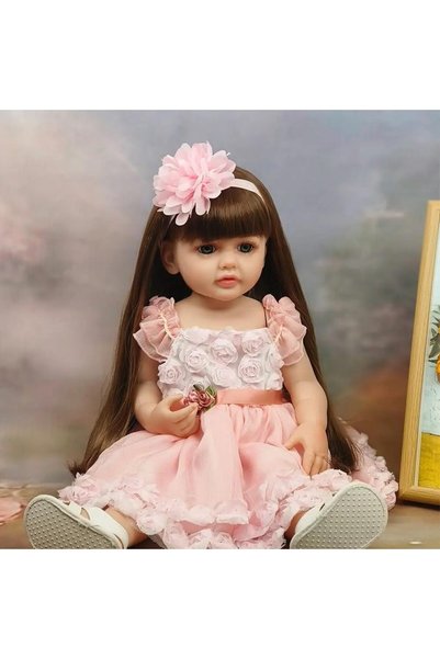 ANGEL BABY دمى أطفال واقعية، دمية فتاة بطول 22 بوصة، دمية سيليكون كاملة الجسم
