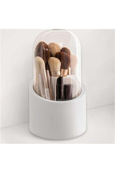 Generic Rotating Makeup Brush Holder with Lid, Dustproof Cosmetic Brush Stora...