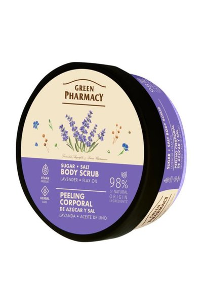 Green Pharmacy Scrub Corporal cu Sare, Zahar, Ulei de Lavanda si Ulei de In -...