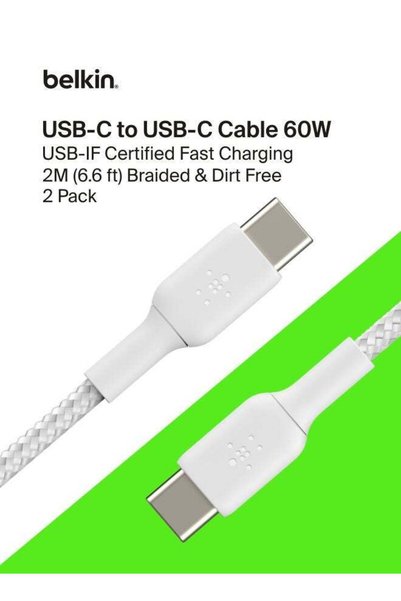 Belkin BoostCharge braided USB C to fast charger cable, USB type C charger ca...