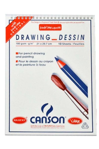 Canson دفتر رسم A4، 180 جرامًا للمتر المربع، مقاس 21 × 29.7 سم، أبيض.