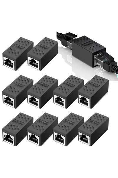 JOYZZZ وصلة RJ45، 10 قطع، وصلات إيثرنت أنثى إلى أنثى، وصلة متينة وسهلة التركي...