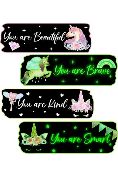 Robmoda Glow in The Dark Stars Unicorn Wall Decals, Glowing Motivational Wall...