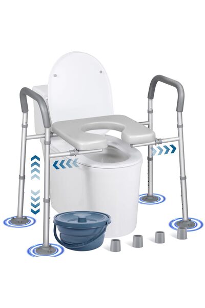 GENERAL Raised Toilet Seat - Width & Height Adjustable Toilet Seat Risers