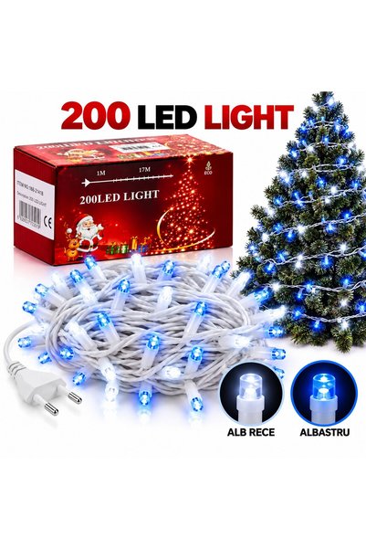 SHOP LIKE A PRO Instalație Luminoasă de Crăciun, 200 LED-uri, 17 m + 1 m, 5 j...