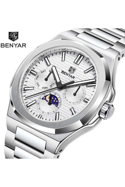 Benyar Mens Watches Multifunction Chronograph Date Quartz Watch for Men Stain...