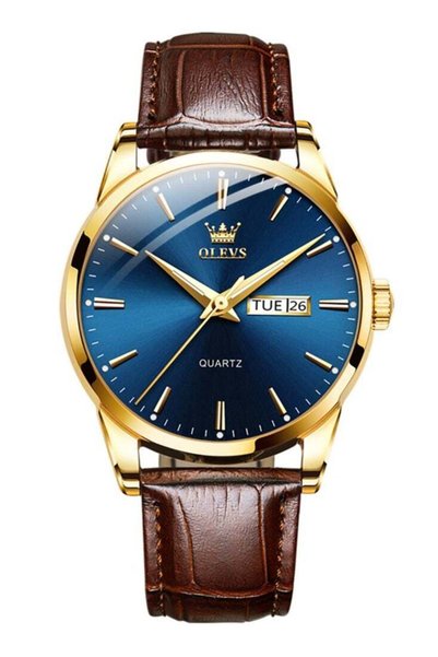 OLEVS TOP Brand Classic Quartz Watch for Men Waterproof Leather strap Calenda...