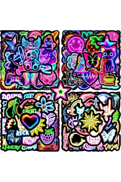 Robmoda 140 Pcs Cool Neon Stickers for Water Bottle, Waterproof Vinyl Laptop ...