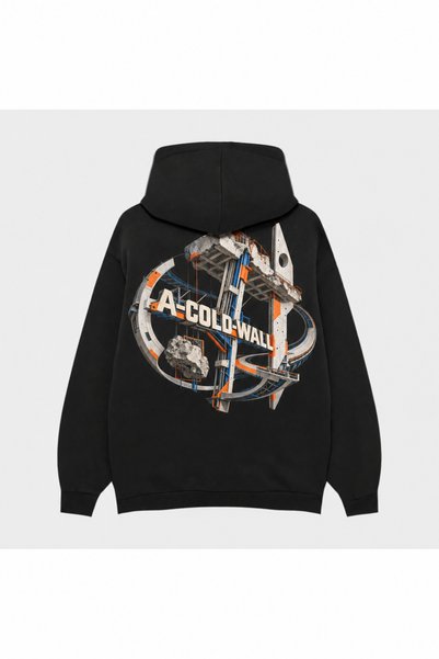 SVART WEAR A-Cold-Wall Wide Angle Cut Printed Black Hoodie