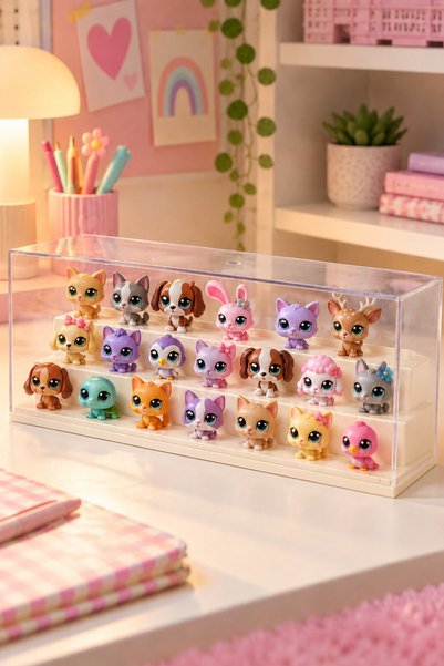 Binbirreyon Toy Display Box, 3-Tier Display Case with Lid, 30X9X10Cm, Pc471.