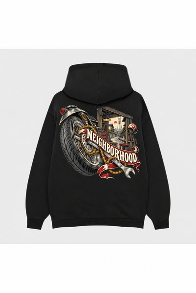 SVART WEAR Neighborhood Parallel World Print Black Hoodie