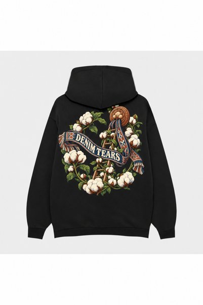 SVART WEAR Μαύρο τζιν με κουκούλα Denim Tears με τυπωμένη τομή ανοιχτού στρώμ...