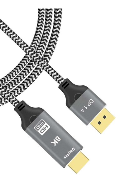 igeekwell كابل DisplayPort إلى HDMI بدقة 8K، (كابل DP إلى HDMI بدقة 4K وتردد ...