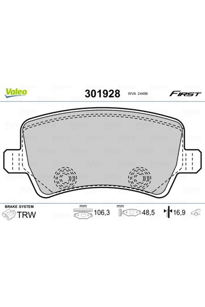 VALEO Brake pad set, disc brake 301928