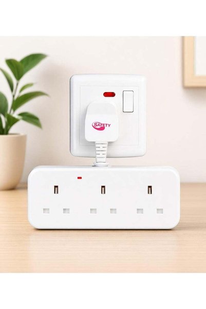 Safety 3-Way Power Adapter, Multi-plug power extension socket adapter, Univer...