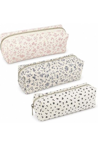 TFiOXL 3 Pcs Floral Pencil Case, Cute Fabric Pencil Bag Portable Aesthetic Fl...