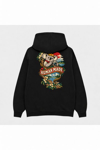 SVART WEAR Human Made Strong Silhouette Printed Black Hoodie