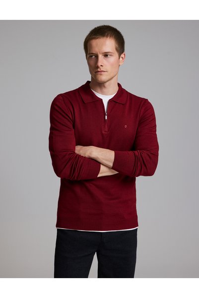 Pierre Cardin سترة بولو بياقة مدببة وسحاب من Bordro Slim Fit، موديل 50333917-...