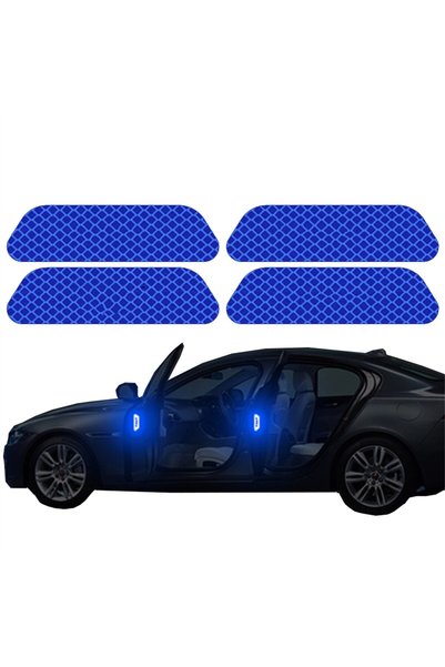 Choice Blue 4 PCs Car Door Sticker Safety Opening Warning Reflector Tape Deca...