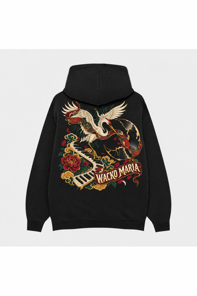 SVART WEAR Wacko Maria Rising Rhythm Cut-Out Printed Black Hoodie