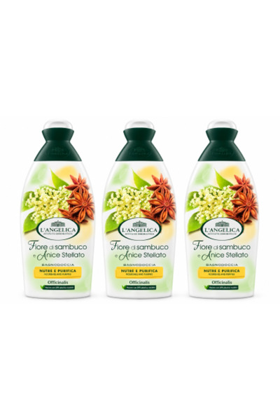 Langelica Set 3 x L'Angelica Officinalis Flor de măceș și Anason, Gel de duș ...